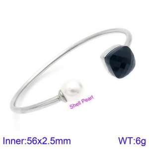 Stainless Steel Stone Bangle - KB123486-K