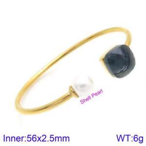 Stainless Steel Stone Bangle - KB123489-K