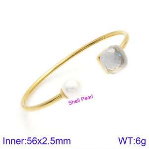 Stainless Steel Stone Bangle - KB123501-K