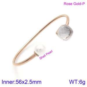 Stainless Steel Stone Bangle - KB123502-K