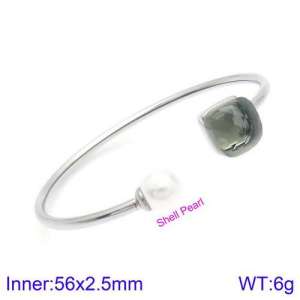 Stainless Steel Stone Bangle - KB123509-K