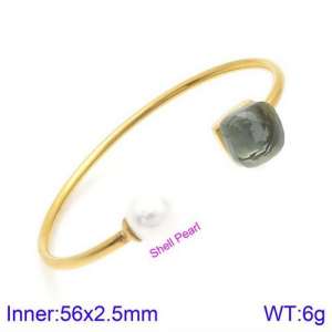 Stainless Steel Stone Bangle - KB123510-K