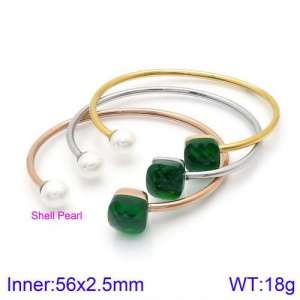 Stainless Steel Stone Bangle - KB123528-K