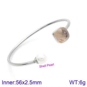 Stainless Steel Stone Bangle - KB123534-K