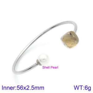 Stainless Steel Stone Bangle - KB123538-K