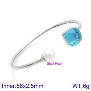 Stainless Steel Stone Bangle - KB123547-K