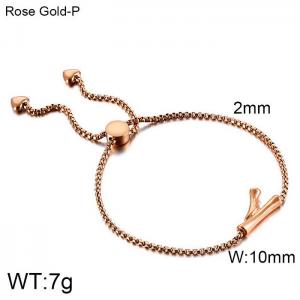 Stainless Steel Rose Gold-plating Bracelet - KB123966-KFC
