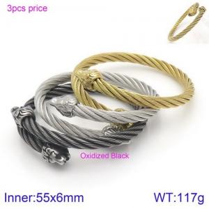 Double lion head steel wire adjustable men's Bangle 3 colors - KB124378-KFC