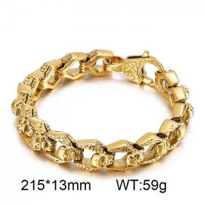 Punk style gold stainless steel skull jewelry Hip hop rock men's bracelet - KB125349-BDJX
