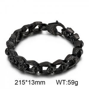 Punk style black stainless steel skull jewelry Hip hop rock men's bracelet - KB125351-BDJX