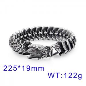 Boiled Black Dragon Scale Men's Steel Bracelet - KB125395-BDJX