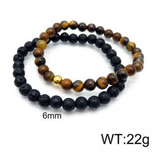 Volcano Stone Tiger Eye Beaded Bracelet - KB127550-Z