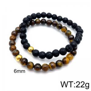 Volcano Stone Tiger Eye Beaded Bracelet - KB127552-Z