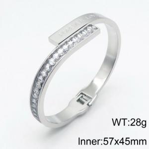 Stainless Steel Stone Bangle - KB128670-YH
