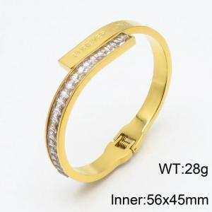Stainless Steel Stone Bangle - KB128671-YH