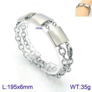 Double Special Bracelet Stainless Steel 18K Silver Color - KB129093-Z