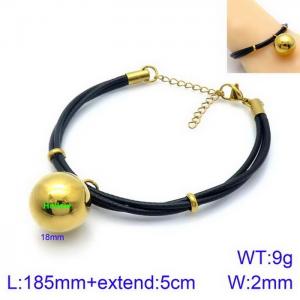 Fashionable 18mm Gold Ball Titanium Steel Black Bracelet - KB130541-Z