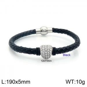 Korean version full diamond stainless steel men's woven leather bracelet - KB132881-Z