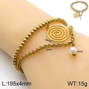 Japanese and Korean Mosquito Incense Pearl Vacuum Electroplated Gold Double Layer Chain Women's Bracelet - KB132892-Z