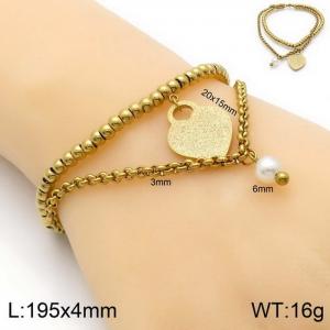 Japan and South Korea Love Pearl Vacuum Electroplated Gold Double Layer Chain Women's Bracelet - KB132893-Z