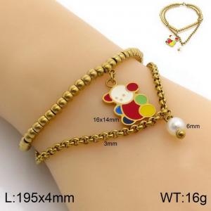 Japanese and Korean portrait pearl vacuum electroplating gold double layer chain women's bracelet - KB132894-Z