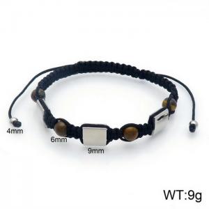 Simple square Tiger's eye stone men's and women's hand woven bracelet - KB132899-Z