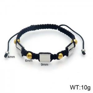 Simple square gold bead men's and women's hand woven bracelet - KB132900-Z