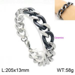 European and American fashion titanium steel splicing ceramic intermediate color bracelet - KB132919-Z