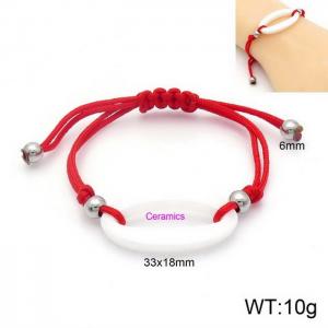 Personalized curved brand steel ball hand woven red rope titanium steel men's and women's bracelet - KB132921-Z