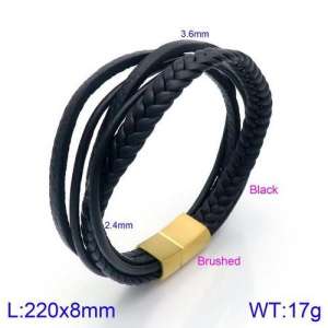 Stainless Steel Leather Bracelet - KB134524-KFC