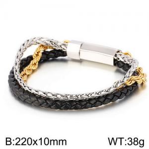 Stainless Steel Leather Bracelet - KB134530-KFC