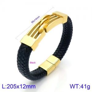 Stainless Steel Leather Bracelet - KB134590-KFC