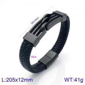 Stainless Steel Leather Bracelet - KB134591-KFC