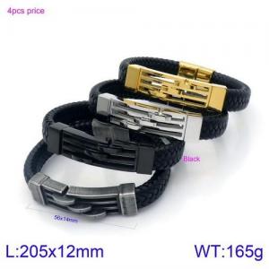 Stainless Steel Leather Bracelet - KB134595-KFC