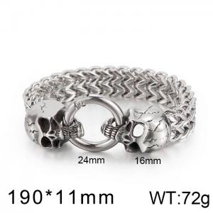 Punk Skull Double Chain Slingshot Buckle Men's Bracelet - KB135782-D