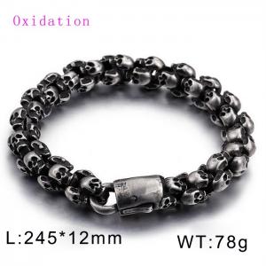 Oxidized Skull Halloween Men's Bracelet - KB135791-D