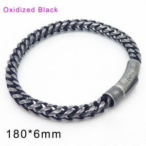 Oxidized round edge front and back chain buckle men's bracelet - KB135820-D