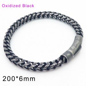 Oxidized round edge front and back chain buckle men's bracelet - KB135822-D