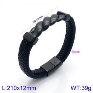 Stainless Steel Leather Bracelet - KB136094-KFC