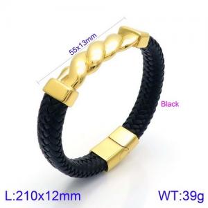 Stainless Steel Leather Bracelet - KB136096-KFC