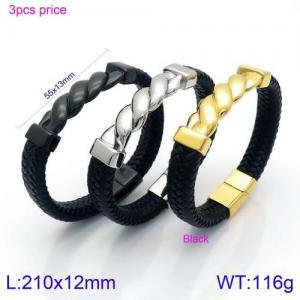 Stainless Steel Leather Bracelet - KB136101-KFC