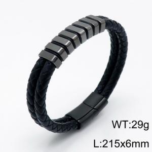 Stainless Steel Leather Bracelet - KB136160-QM