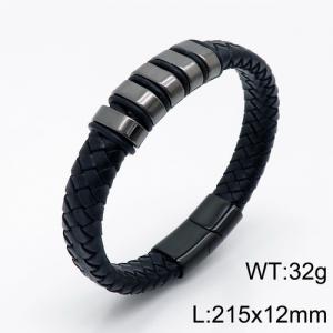 Stainless Steel Leather Bracelet - KB136163-QM