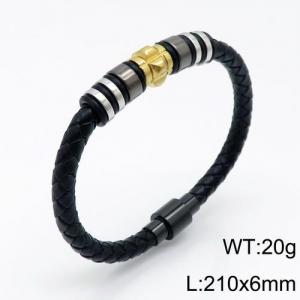 Stainless Steel Leather Bracelet - KB136183-QM