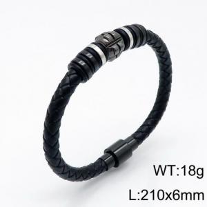 Stainless Steel Leather Bracelet - KB136185-QM