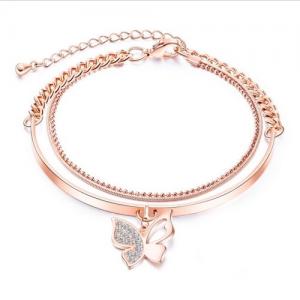 Stainless Steel Rose Gold-plating Bracelet - KB136351-WGTY