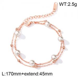 Stainless Steel Rose Gold-plating Bracelet - KB136355-WGTY