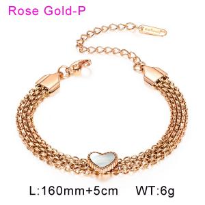 European and American trend stainless steel multi-layer peach heart women's shell bracelet - KB136392-WGTY