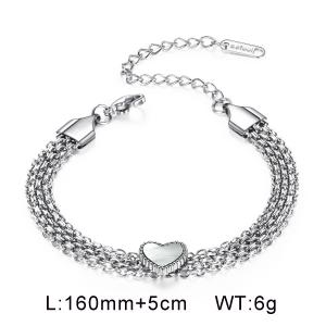 European and American trend stainless steel multi-layer peach heart women's shell bracelet - KB136393-WGTY
