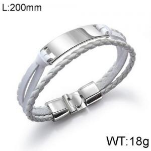 Stainless Steel Leather Bracelet - KB136415-WGTY